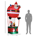 Outsunny 8Ft Christmas Inflatables Outdoor Decorations Santa Claus Hot Air Balloon With Penguin, Blow Up Led Yard Christmas Decor For Lawn Garden Party Red Polyester