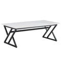 A Modern Minimalist Style White Marble Patterned Coffee Table With Black Metal Legs. Computer Desk. Game Table. Tea Table. Ct Xx White Black Sintered Stone
