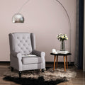 Homcom Button Tufted Accent Chair With High Wingback, Rounded Cushioned Armrests And Thick Padded Seat, Grey Grey Fabric