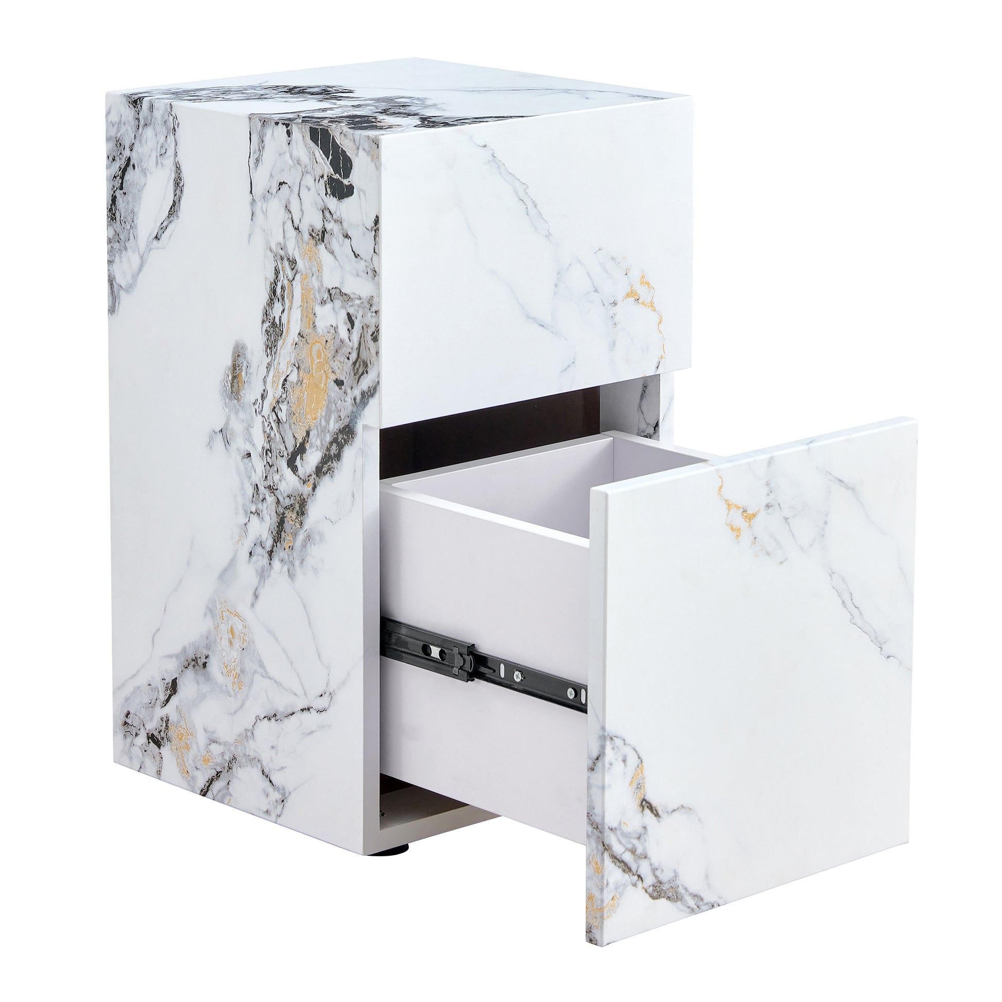 Compact Mdf Coffee Table: 11.81X11.81X19.69 Inches, Stylish Texture Design White Mdf