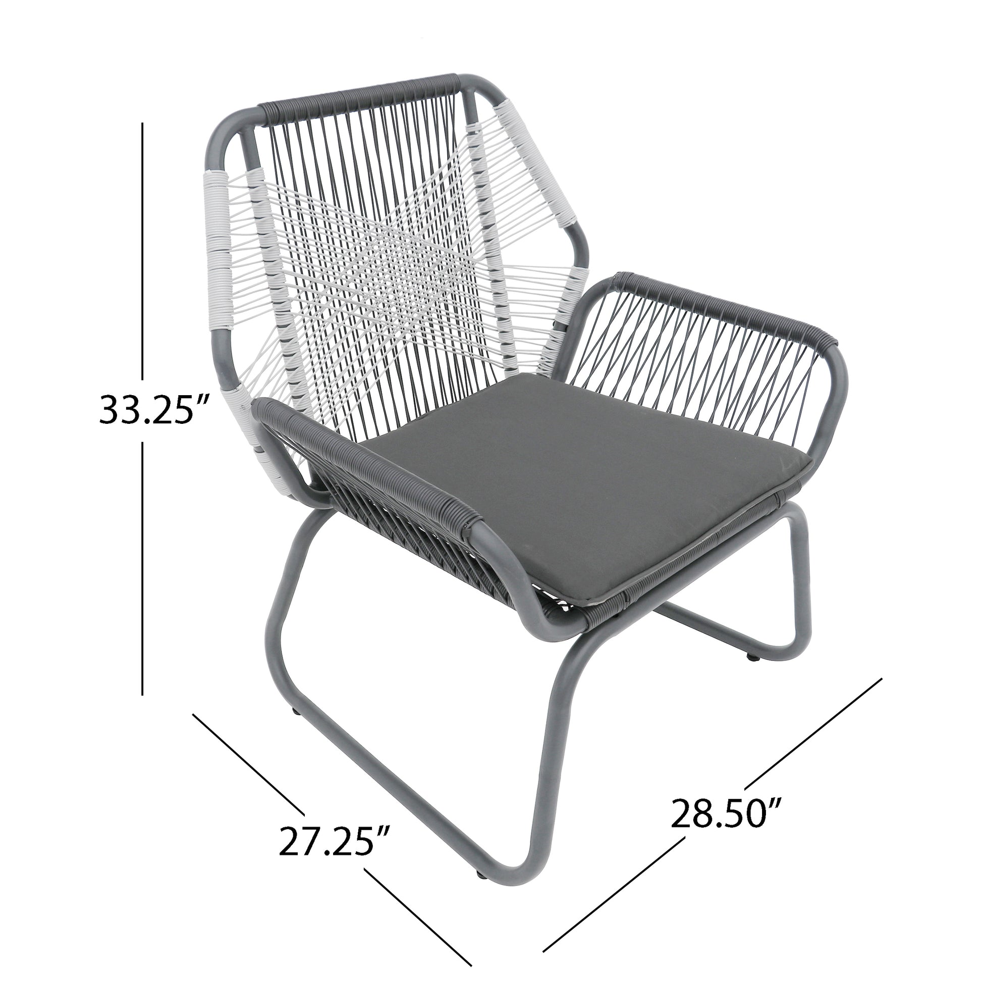 Milan Club Chair Gray Pe Rattan Iron Waterproof Fabric