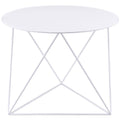 White Geometric Metal Base Accent Table White Primary Living Space Modern Round Metal Sled