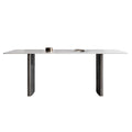 70.9 In Dining Table With Sintered Stone Table Top, Marble Dining Table Modern Kitchen Table For Living Room, Dining Room,Home And Office, White Table Matte White Carbon Steel Sintered Stone