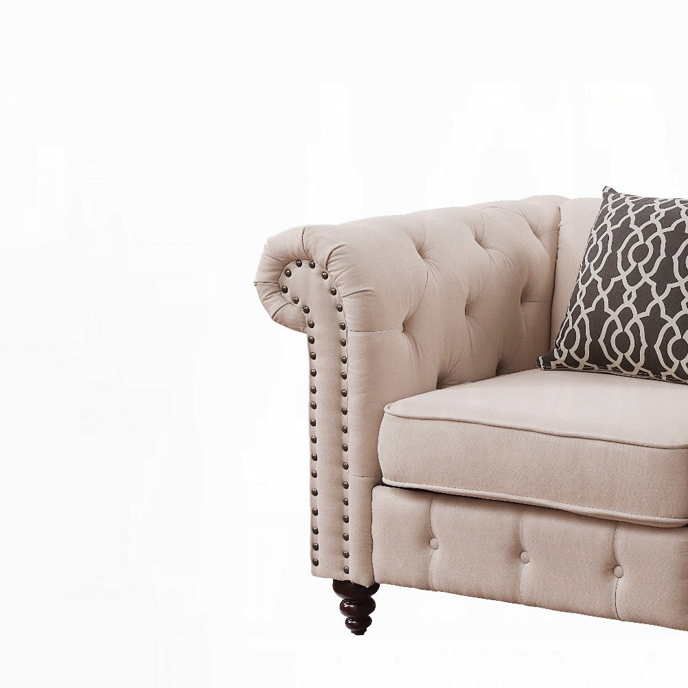 Beige Tufted Accent Chair With Pillow Beige Primary Living Space Wood Fabric