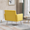 Coolmore Velvet Armchair Single Sofa Modern Tufted Upholstered Side Reading Chairs With Arm And Gold Metal Leg For Living Room Bedroom Mustard Mustard Foam Velvet