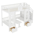 Twin Over Twin Bunk Bed With Changeable Table, Bunk Bed Turn Into Upper Bed And Down Desk White Twin White Solid Wood