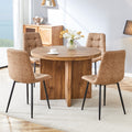 5 Piece Round Dining Table Set, Modern Round Table And 4 Upholstered Chairs For Dining Room, Kitchen Room, Living Room, Easy Assembly Metal Brown Black Dining Room 42 Inches Farmhouse,Mid Century Modern,Modern Round Round Mdf Dining Table With Chair Mdf