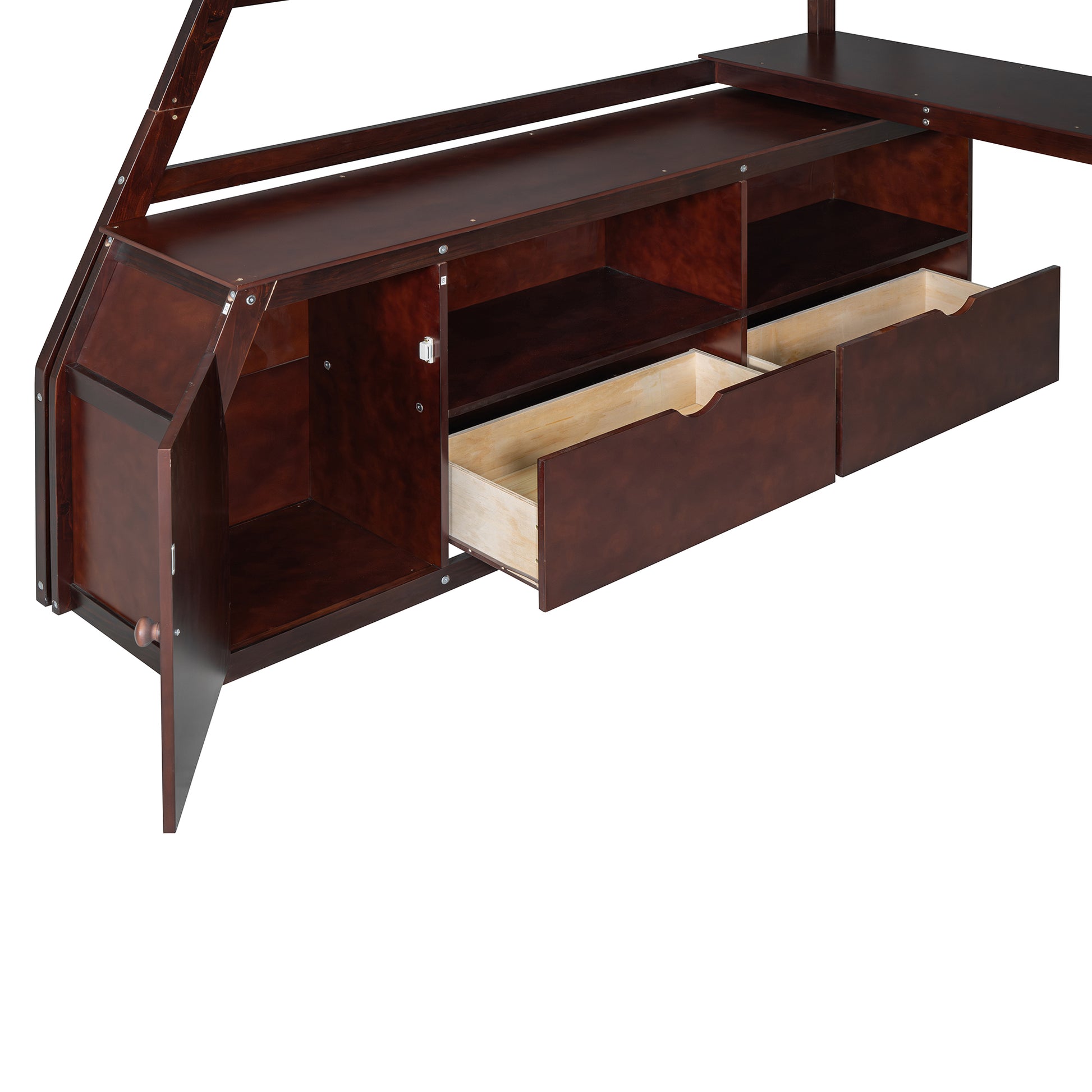 Full Size Loft Bed With 7 Drawers 2 Shelves And Desk Espresso Full Espresso Plywood