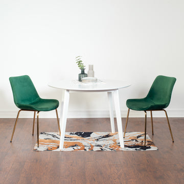 Aufurr Contemporary 3 Piece Dining Set, White Round Dining Table With 2 Chairs Wood White Seats 2 White Wood Fixed Table Rubberwood Round 4 Leg Round Dining Table With Chair Mdf