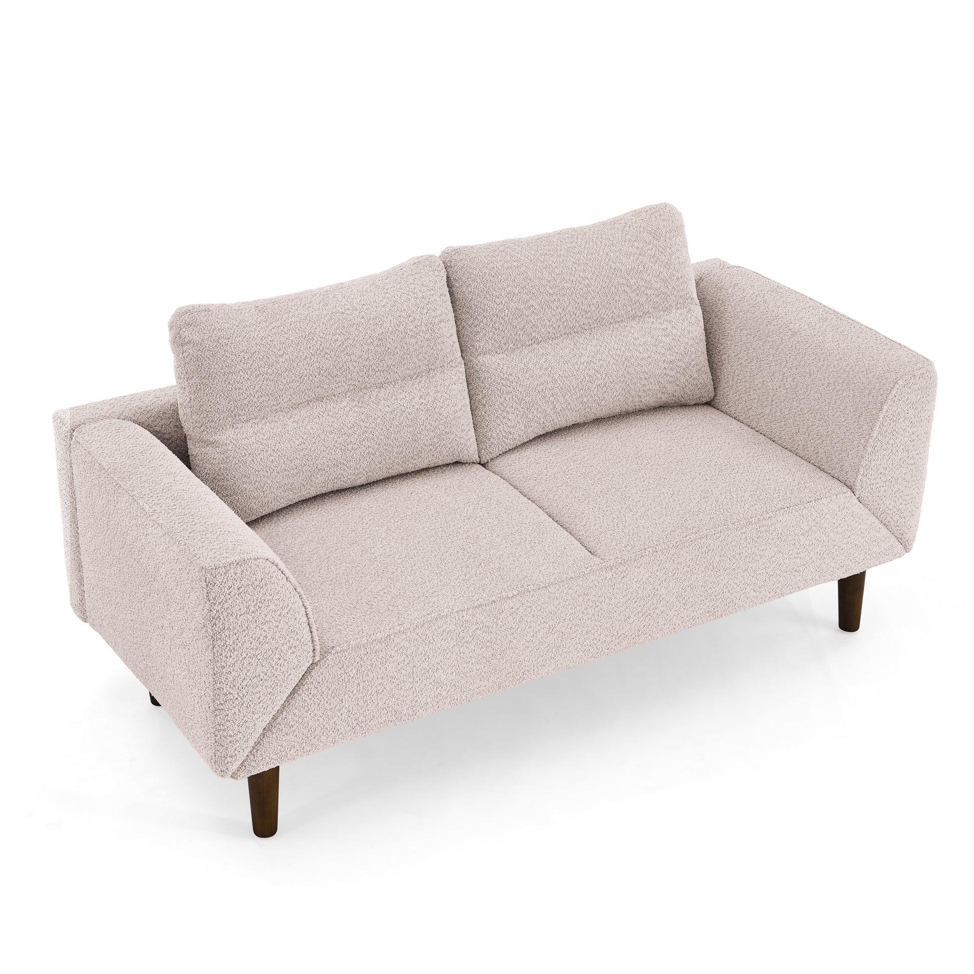 Convertible Futon Sofa Bed, Comfy Loveseat Sleeper Sofa With Adjustable Armrest, Strengthen Wood, Thick Padded Cushion, Small 2 Seater Couch For Living Room, Bedroom, Pink Pink Foam 2 Seat