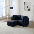 Space Saving Small Sectional Sofa With Ottoman, 2 Seater Sofa With 1 Ottoman, All Seats And Ottomans With Storage Function Blue Blue Polyester 2 Seat