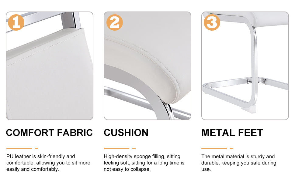 Table And Chair Set.A Rustic Industrial Rectangular Mdf Black Dining Table With Mdf Desktop And Electroplated Silver Metal Legs.Paried With 4 Chairs With Pu Cushion And Metal Legs. White Black Seats 4 Mdf Metal