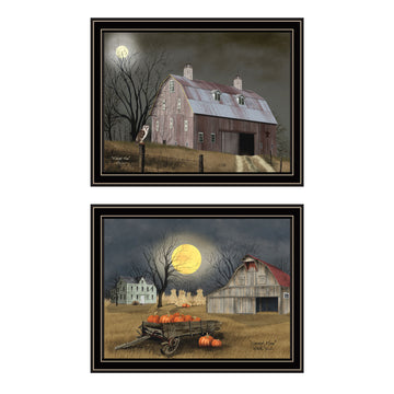 2 Piece Vignette Autumn Moonlit Nights Black Framed Wall Art For Living Room, Bedroom Wall Art Print For Home Decor By Billy Jacobs Multicolor Wood Paper