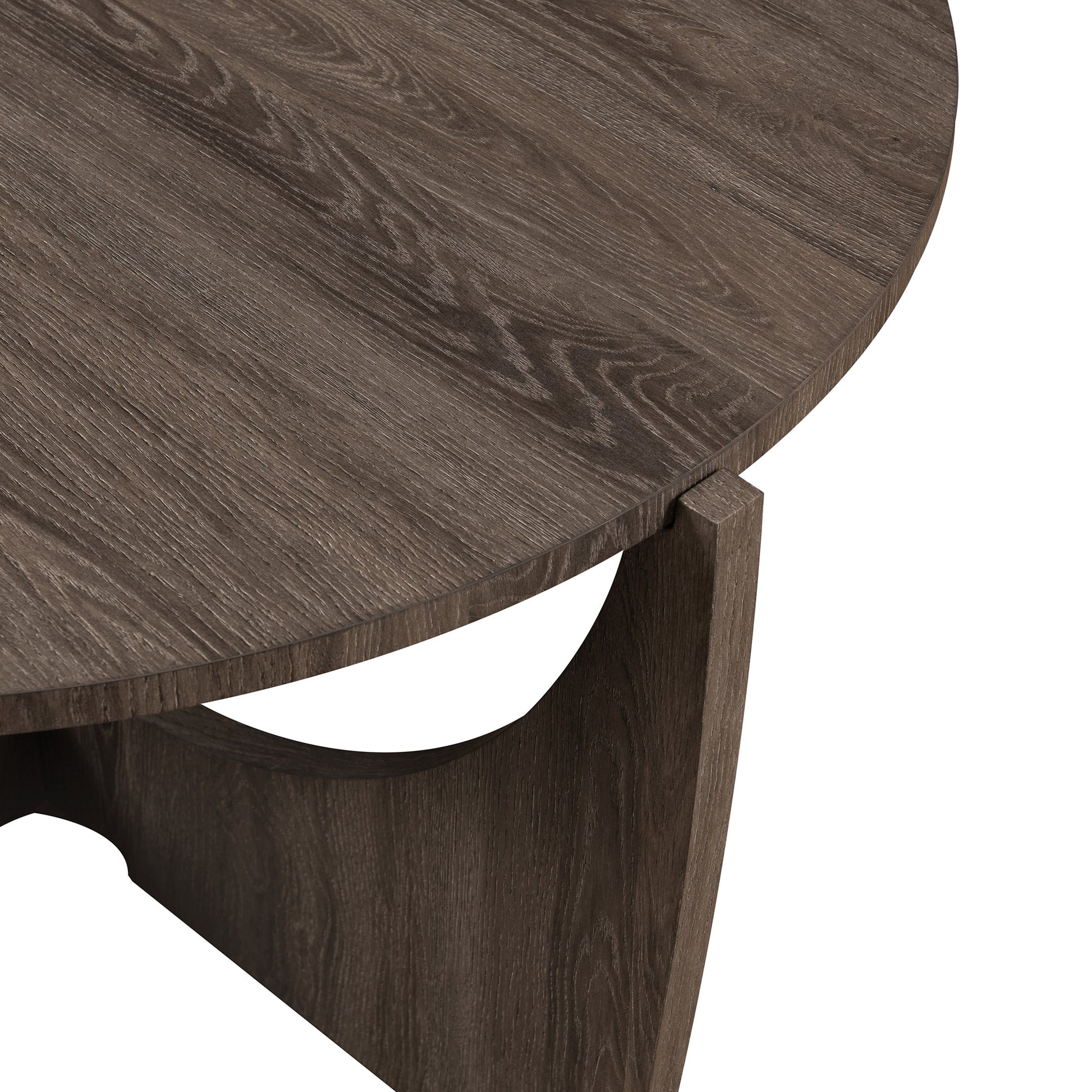 Contemporary Open Arch Base Round Coffee Table Cerused Ash Dark Gray Mdf Mdf