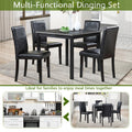 5 Piece Wooden Dining Table Set, Kitchen Table Set With A Square Table And 4 Upholstered Chairs, Wooden Dining Room Table With Crystal Decoration And Chairs Set For Kitchen, Dining Room, Black Black Seats 4 Dining Room 4 Leg Square Dining Table With