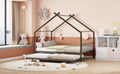 Full Size Metal House Bed With Twin Size Trundle, Black Full Black Metal