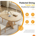 5 Piece Farmhouse Round Pedestal Extending Dining Table Set Extendable Kitchen Table Set With 15.8