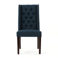 Dining Chair Navy Blue Wood Fabric