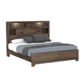 Plinz Brown Queen Bookcase Bed Queen Brown Solid Wood