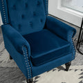 Coolmore Wood Frame Armchair, Modern Accent Chair Lounge Chair With Sturdy Wood Legs For Living Room Bedroom Navy Navy Foam Velvet
