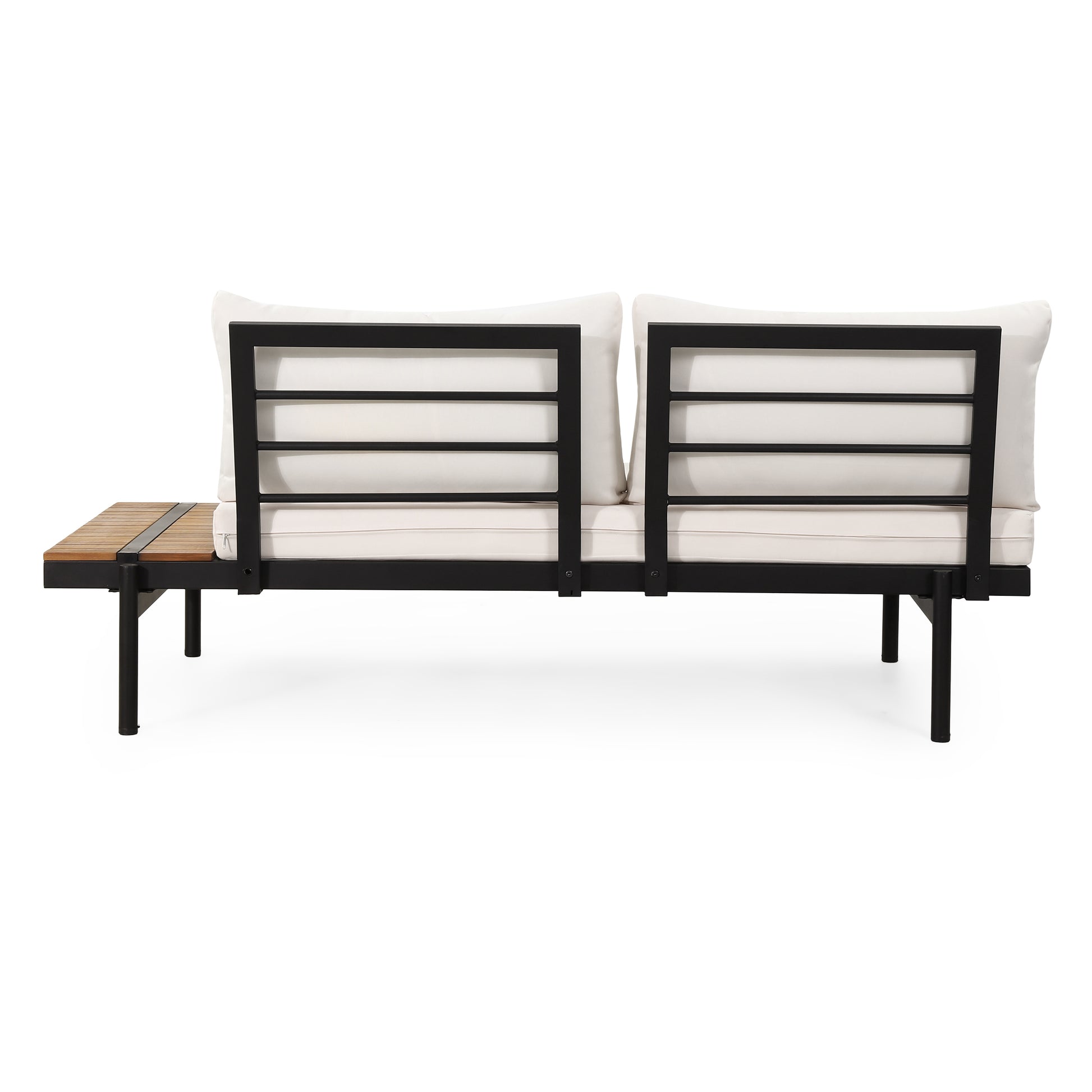 Theo 5 Seater Sectional Sofa Set With Cushions Cream Acacia Wood