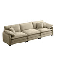 Mid Century Modern 3 Seater Sectional Sofa With 2 Arm Pillows And 3 Throw Pillows,Tan Corduroy Fabric Tan Corduroy 3 Seat