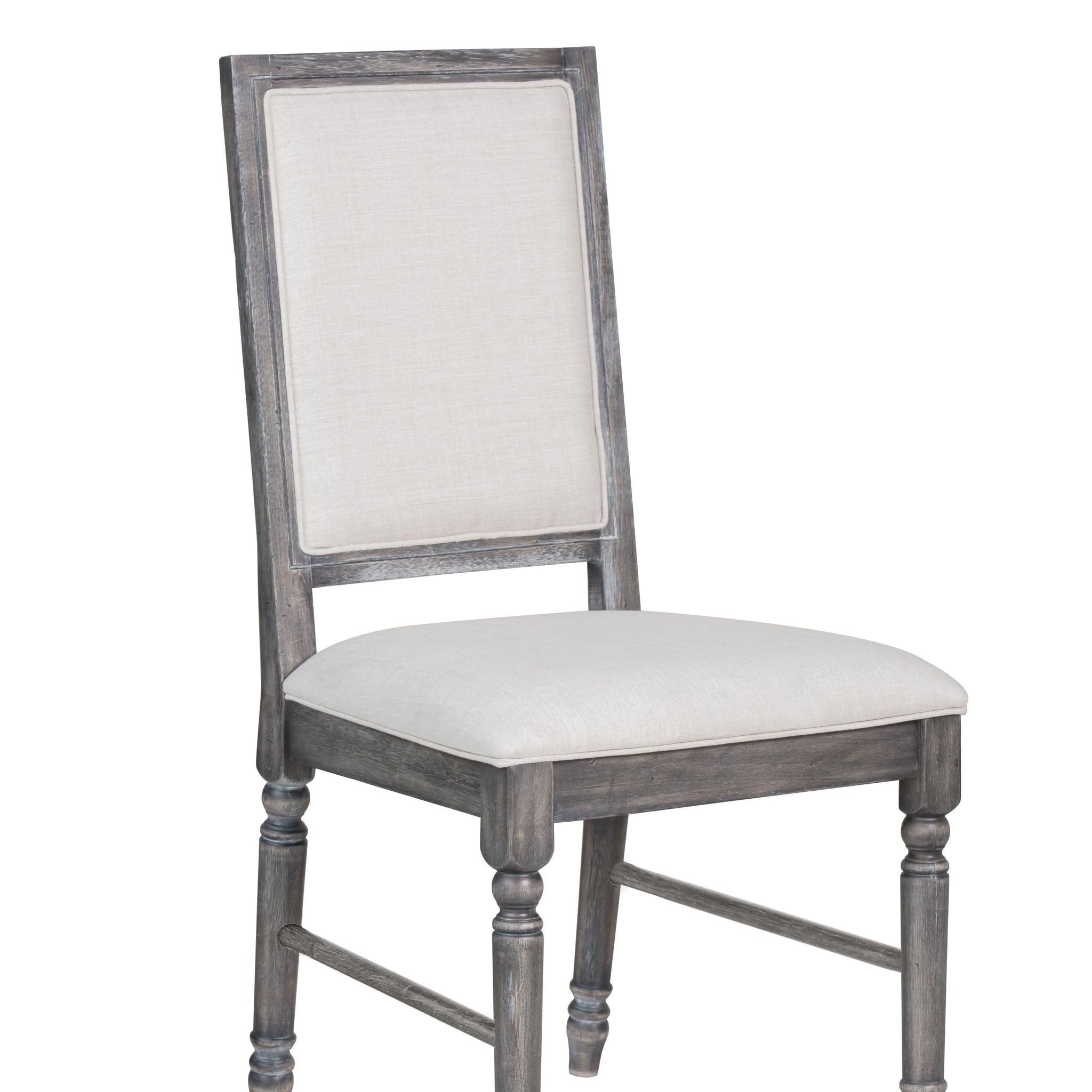 Leventis Cream Linen & Weathered Gray Finish Side Chair Cream,Gray Linen,Synthetic Wood