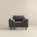 Amber Grey Velvet Lounge Chair Brown,Gray Brown Mid Century Modern Foam Solid Wood,Velvet