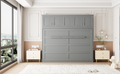 Queen Size Murphy Bed Wall Bed With Top Cabinets,Gray Queen Gray Plywood