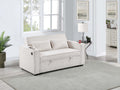 Beige Corduroy Upholstered 2 Seat Sofa W Cup Holders Sleeper Couch 1Pc Convertible Sofa W Usb Beige Corduroy Wood Primary Living Space Cushion Back Contemporary,Modern,Transitional Rubberwood Square