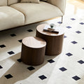 Mdf Nested Table Set 2 Pieces, Handcrafted Round Coffee Table In Living Lounge Area, Walnut Color Walnut Round Round Mdf
