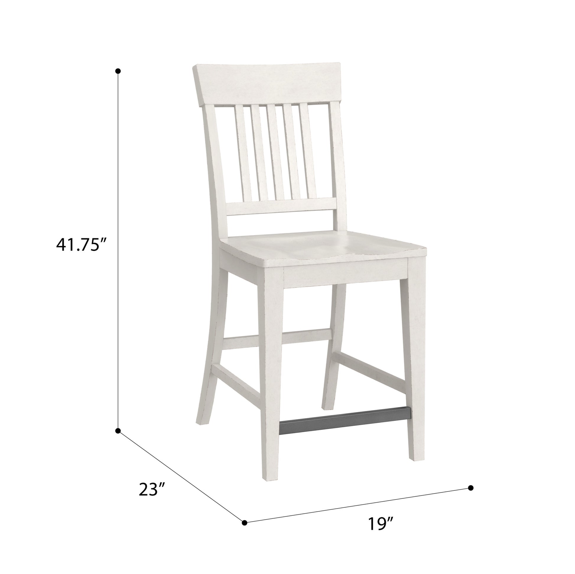 Haidel White Slat Back Counter Stools, Set Of 2 White Solid Wood