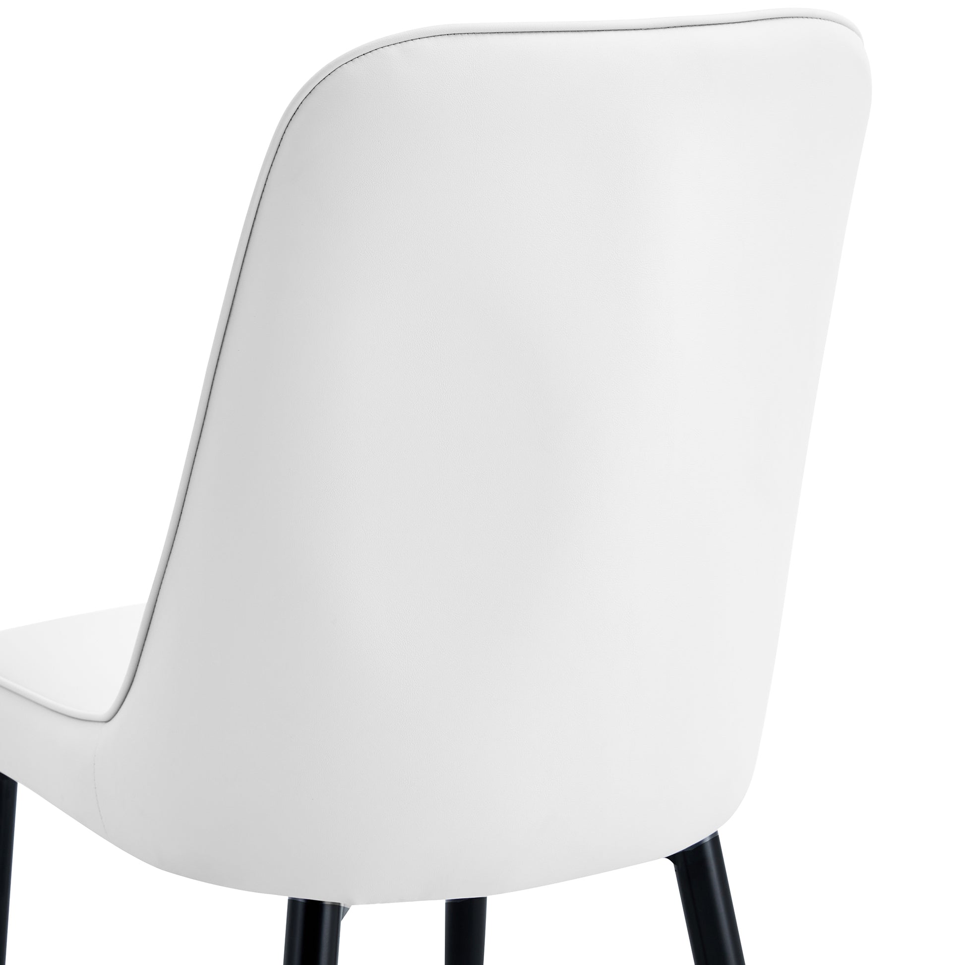 Table And Chair Set.A Morden Table With White Imitation Marble Patterned Stone Burning Tabletop With Golden Metal Legs.Paried With 4 Chairs With Pu Leather Backrest And Black Metal Legs. Black,White Gold Seats 4 Metal,Sintered Stone