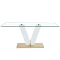 Large Modern Minimalist Rectangular Glass Dining Table For 4 8 People With 0.39