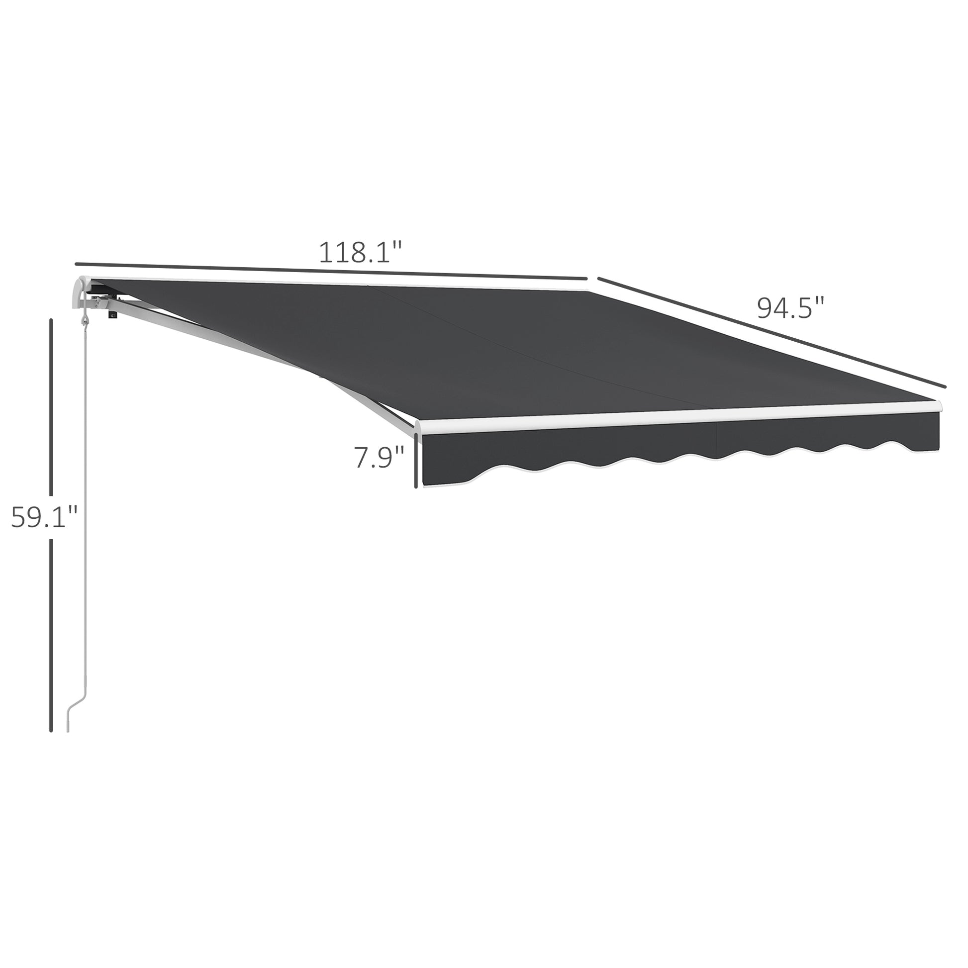 Outsunny 10' X 8' Electric Awning, Retractable Awning, Uv Protection Sun Shade Shelter With Remote Controller And Manual Crank Handle For Deck, Balcony, Yard, Dark Gray Gray Aluminum