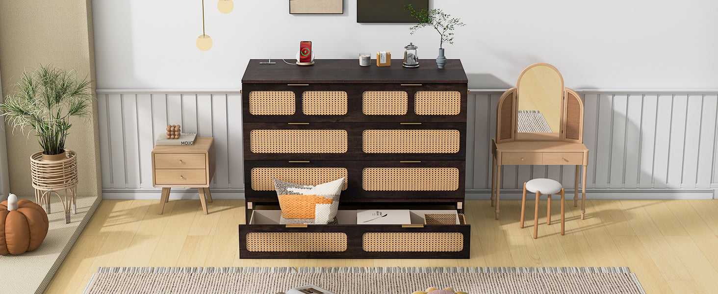 Full Size Murphy Bed With Large Drawers,Espresso Full Espresso Plywood