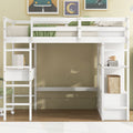 Full Size Loft Bed With Built In Desk With Two Drawers, And Storage Shelves And Drawers,White Old Sku:Gx000320Aak 1 Box Spring Not Required Full White Wood Bedroom Pine