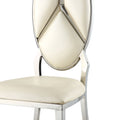Beige And Antique White Oval Back Side Chairs Set Of 2 Beige Dining Room Set Of 2 Fabric Metal