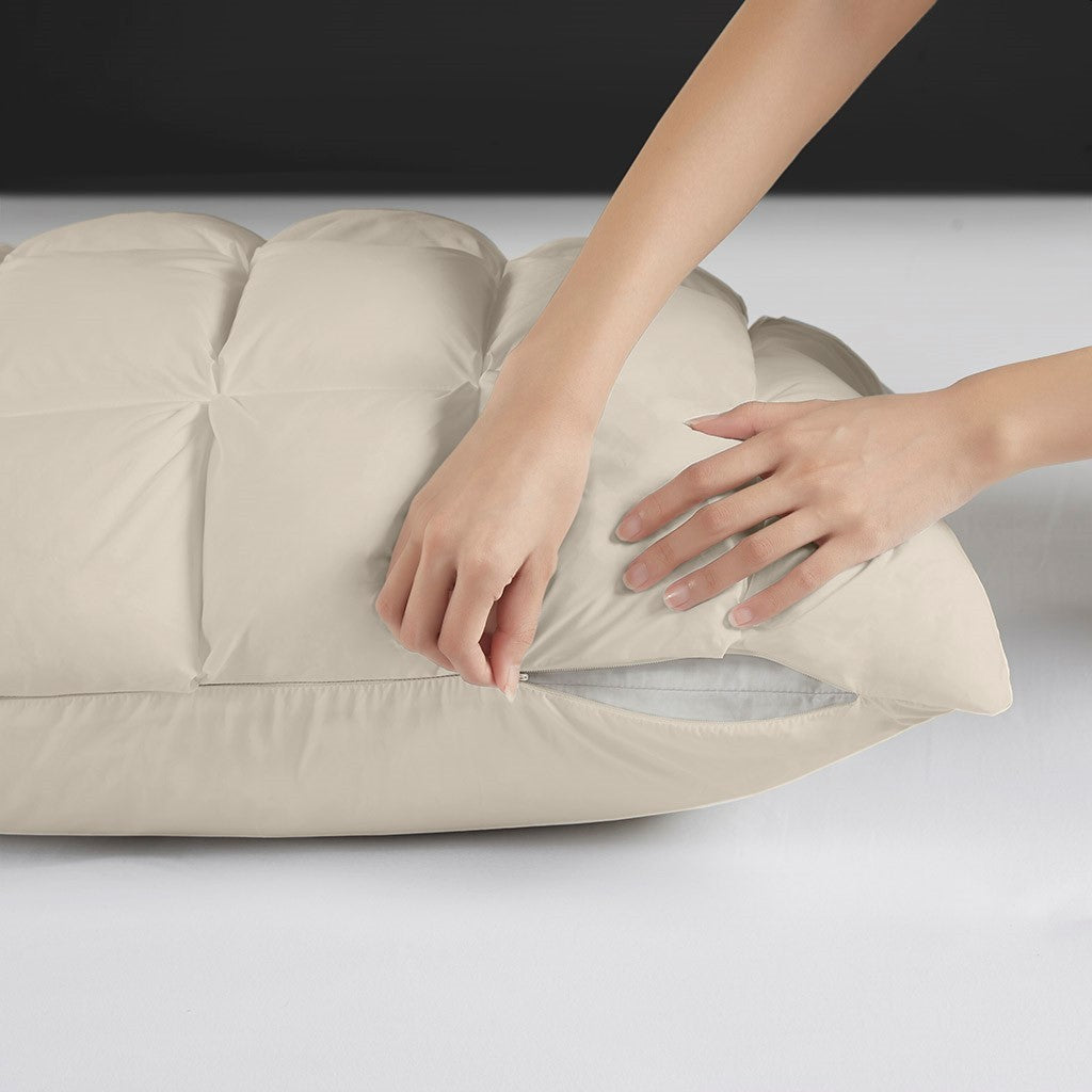 Overfilled Pillow Protector Single Piece King Size Beige Polyester
