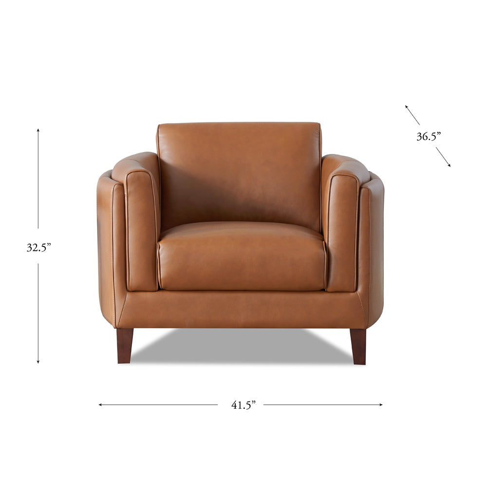 Maui Leather Chair Brown Down Filling Genuine Leather