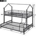 Metal House Bunk Bed, Twin Over Full, Black Full Black Metal