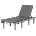 Outsunny Chaise Lounge Chair For Outdoor, Patio Recliner With 4 Position Adjustable Backrest And Cushion For Deck, Beach, Lawn And Sunbathing, Gray Grey Polyester