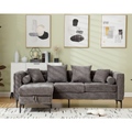 Arrived L Shaped Sectional Sofaconvertible Storage Ottoman,Chenille ,Square Arm, Modern Tufted Couch ,3 Seater, And Nailhead, Dark Gray Dark Gray Polyester Wood Primary Living Space Medium Soft Tufted Back Modern Square Arms Metal & Wood 4 Seat