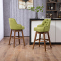 Coolmore Bar Stools Set Of 2 Counter Height Chairs With Footrest For Kitchen, Dining Room And 360 Degree Solid Wood Legs Swivel Bar Stools Set Of 2 Olive Linen Olive Foam Linen