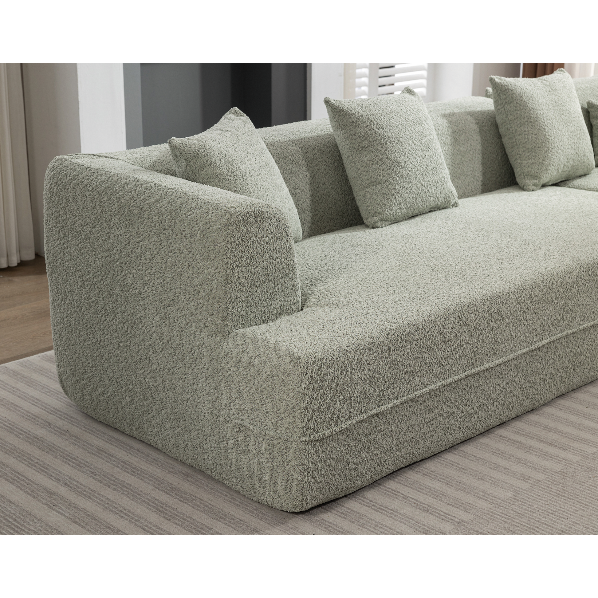 And Upgraded Extended Edition Modular Sofamodern Minimalist Style Sofa, Upholsteredfree Combination, Round Fiber Fabric, Anti Wrinkle Fabric,Dimension Extension,Green Green Polyester Primary Living Space Medium Soft Tight Back Modern Flared Arms Fiber