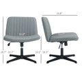 Homcom Wide Office Chair, Armless Office Desk Chair, Computer Fabric Vanity Chair With Adjustable Height, Gray Grey Polyester