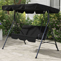 Outsunny 3 Seat Outdoor Patio Swing Chair With Removable Cushion, Steel Frame Stand And Adjustable Tilt Canopy For Patio, Garden, Poolside, Balcony, Backyard, Black 2 Black Steel
