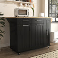K&K Kitchen Island With Drop Leaf, Kitchen Storage Cart With 3 Tier Pull Out Cabinet Organizer, Internal Storage Rack, Rolling Kitchen Cart On Wheels With Towel Rack, 2 Drawers, For Kitchen, Black Black Brown Kitchen Classic,Farmhouse,Luxury,Modern