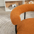 Coolmore Boucle Dining Chairs Set Of 2, Mid Century Modern Curved Backrest Chair, Round Upholstered Kitchen Chairs Orange Boucle Orange Foam Mdf Metal