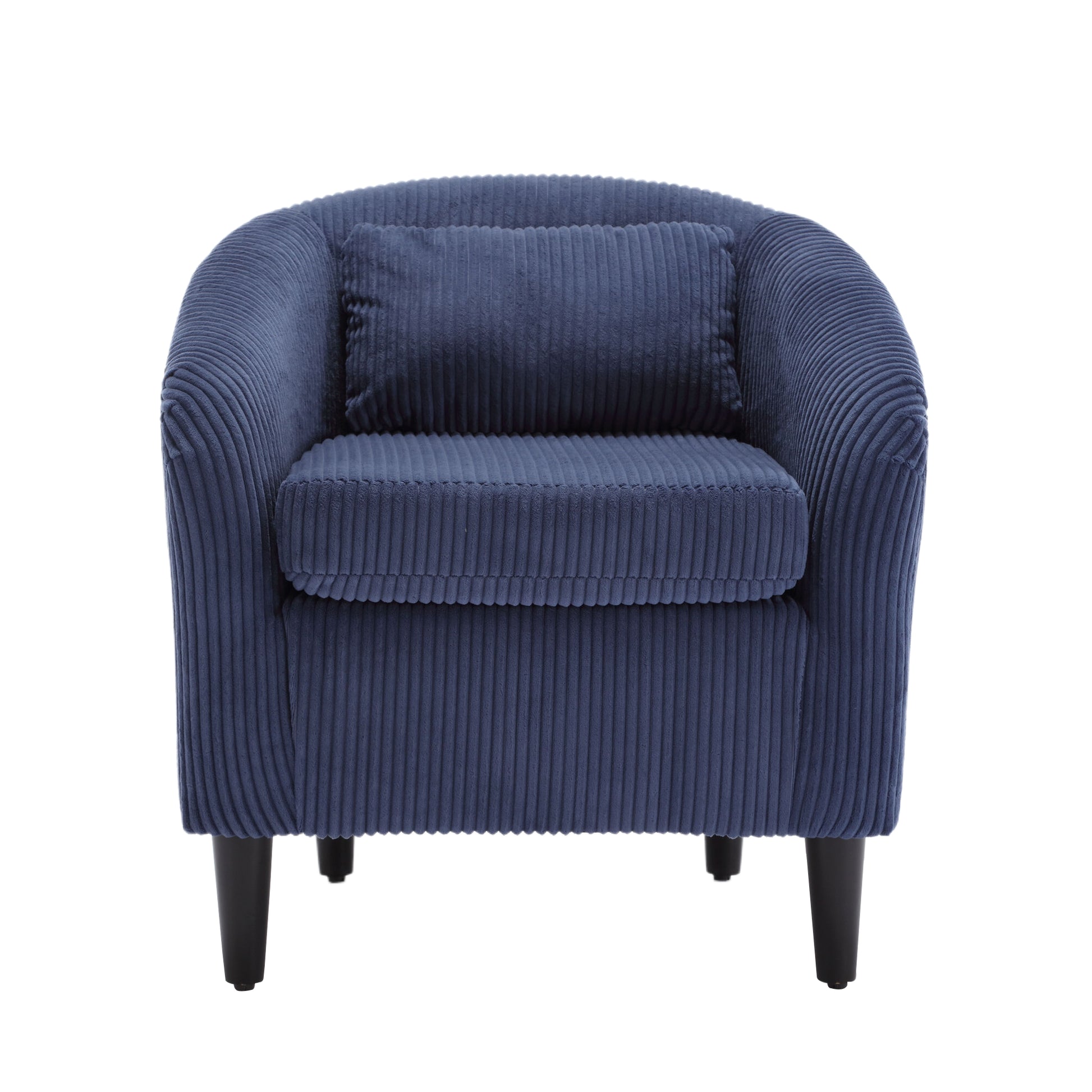 Coolmore Living Room Accent Barrel Chair, Century Modern Style Decorative Chair, Armchair For Living Room With Thick Cushions And Pillows, Comfy Single Sofa Chair, Chair With Wooden Legs,Blue Blue Corduroy
